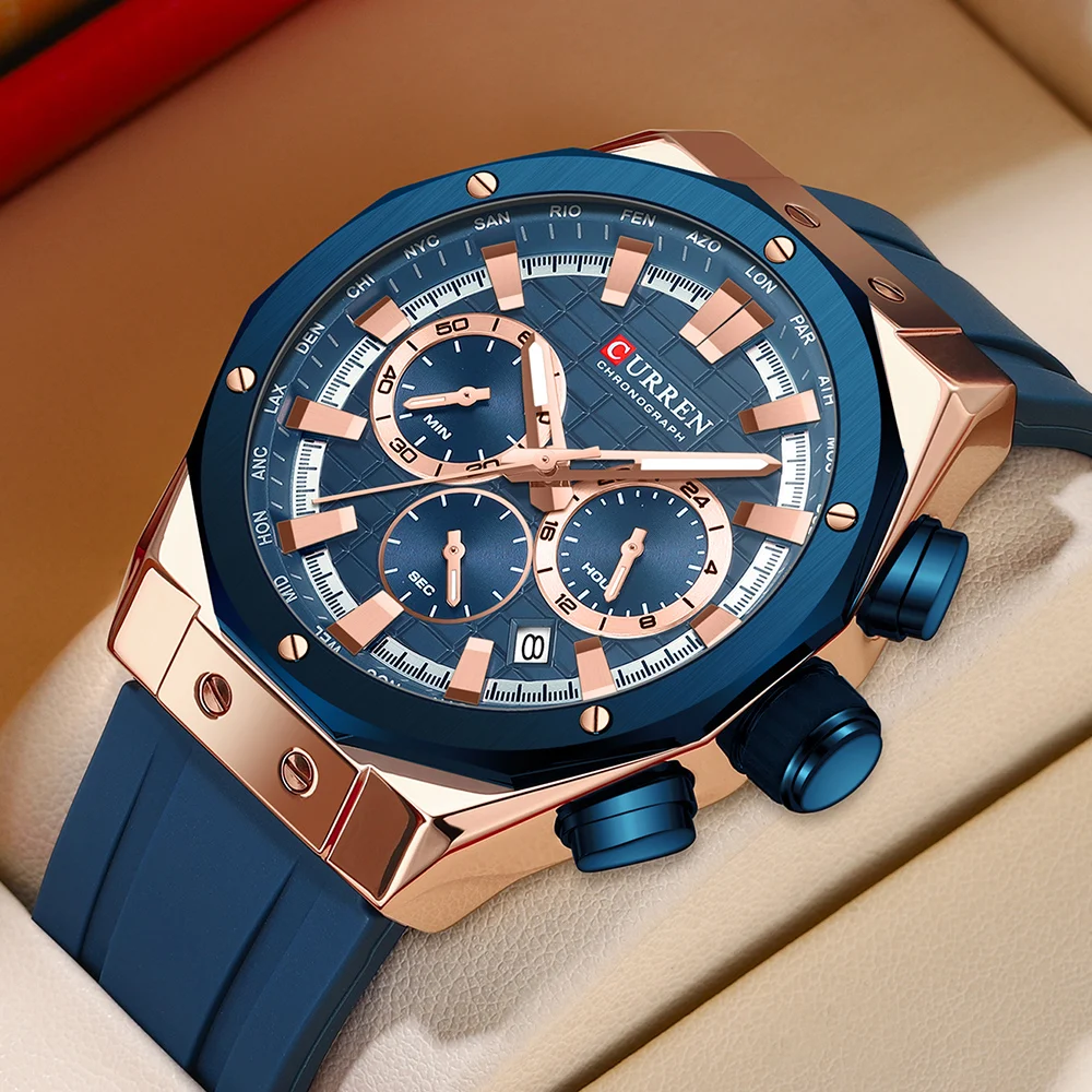 Luxury Watch Magazine - CURREN-Relógio de pulso quartzo impermeável masculino,