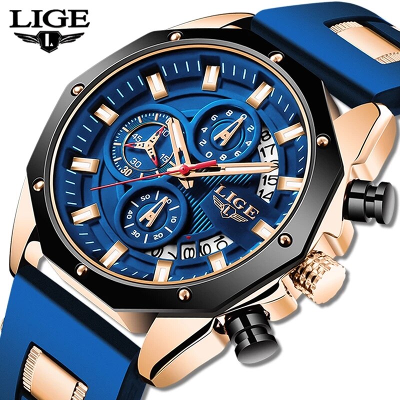 LIGE Moda Homens Relógios Top  - Luxury Watch Investment avaliação e preço