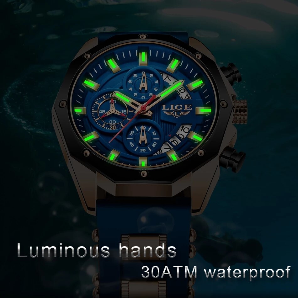 LIGE Moda Homens Relógios Top  - Luxury Watch Investment avaliação e preço