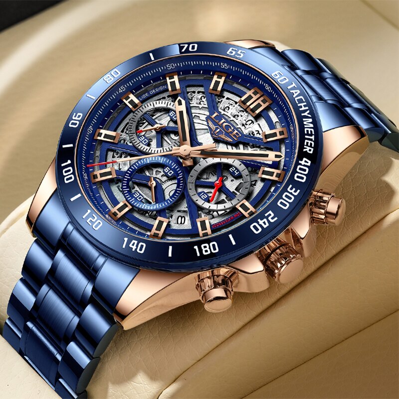 LIGE-Relógio de pulso de quart - Luxury Watch Maker avaliação e preço